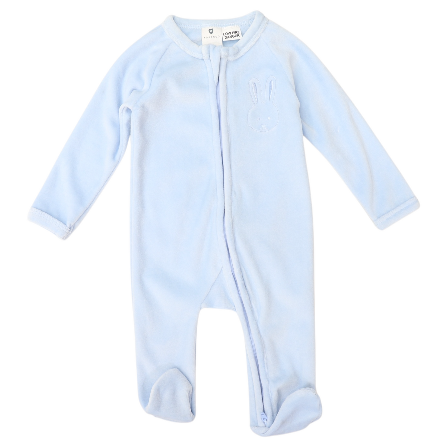 Velour Zip Long Sleeve Romper with Bunny Applique