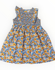 Bold Smocked Floral Dress Blue