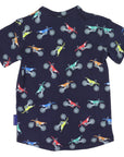 Motor Bike Print Henley Tee Navy