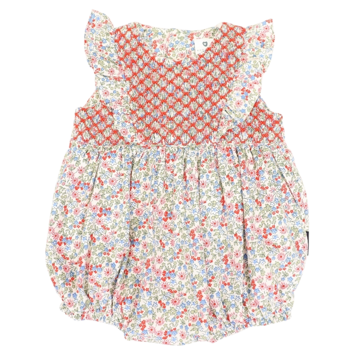 Floral Smocked Sunsuit Red Floral