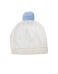 Knit Beanie Blue with White Pom