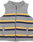 Padded Knit Striped Vest with Zip Charcoal