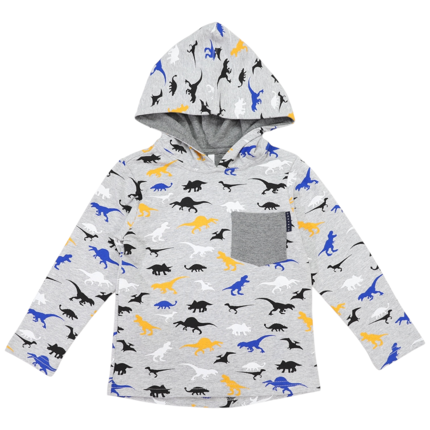 Hooded Dino Top Grey Marle