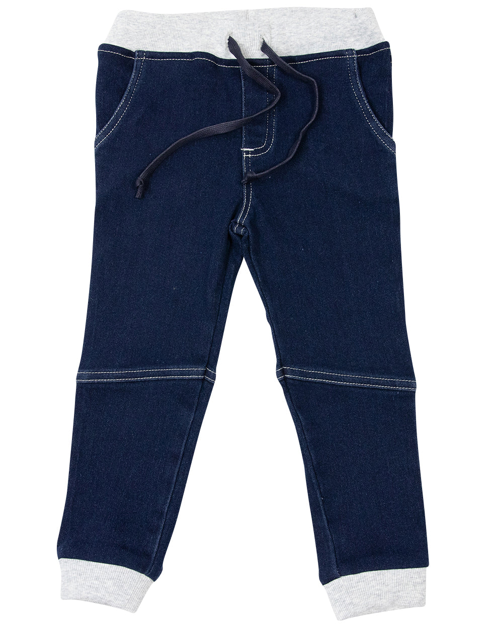 Elastic Waist Denim Jean with Drawstring Dark Denim