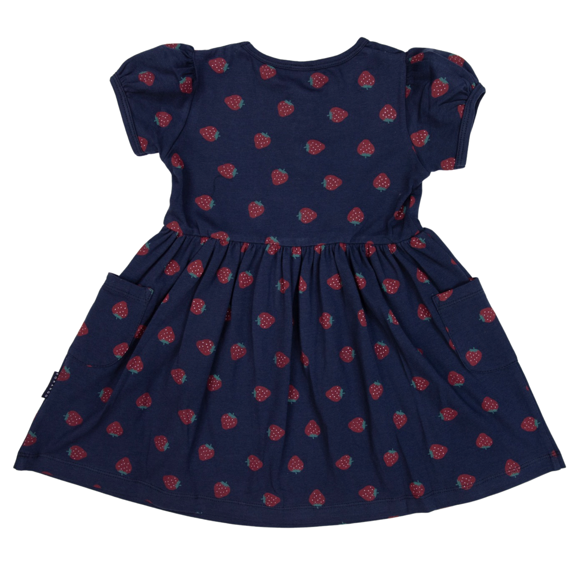 Strawberry Print Cotton Dress Navy