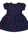 Strawberry Print Cotton Dress Navy