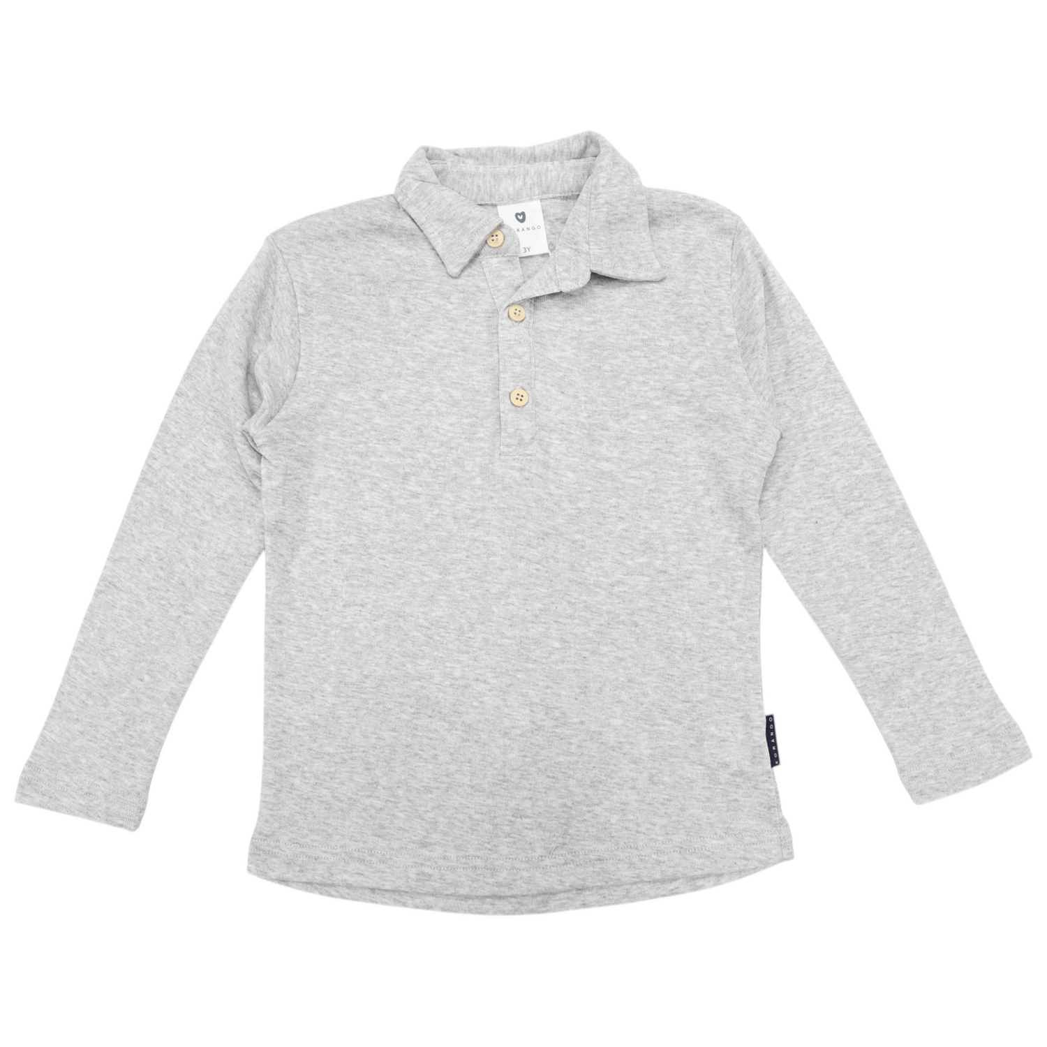 Cotton Modal Long Sleeve Polo Grey Marle