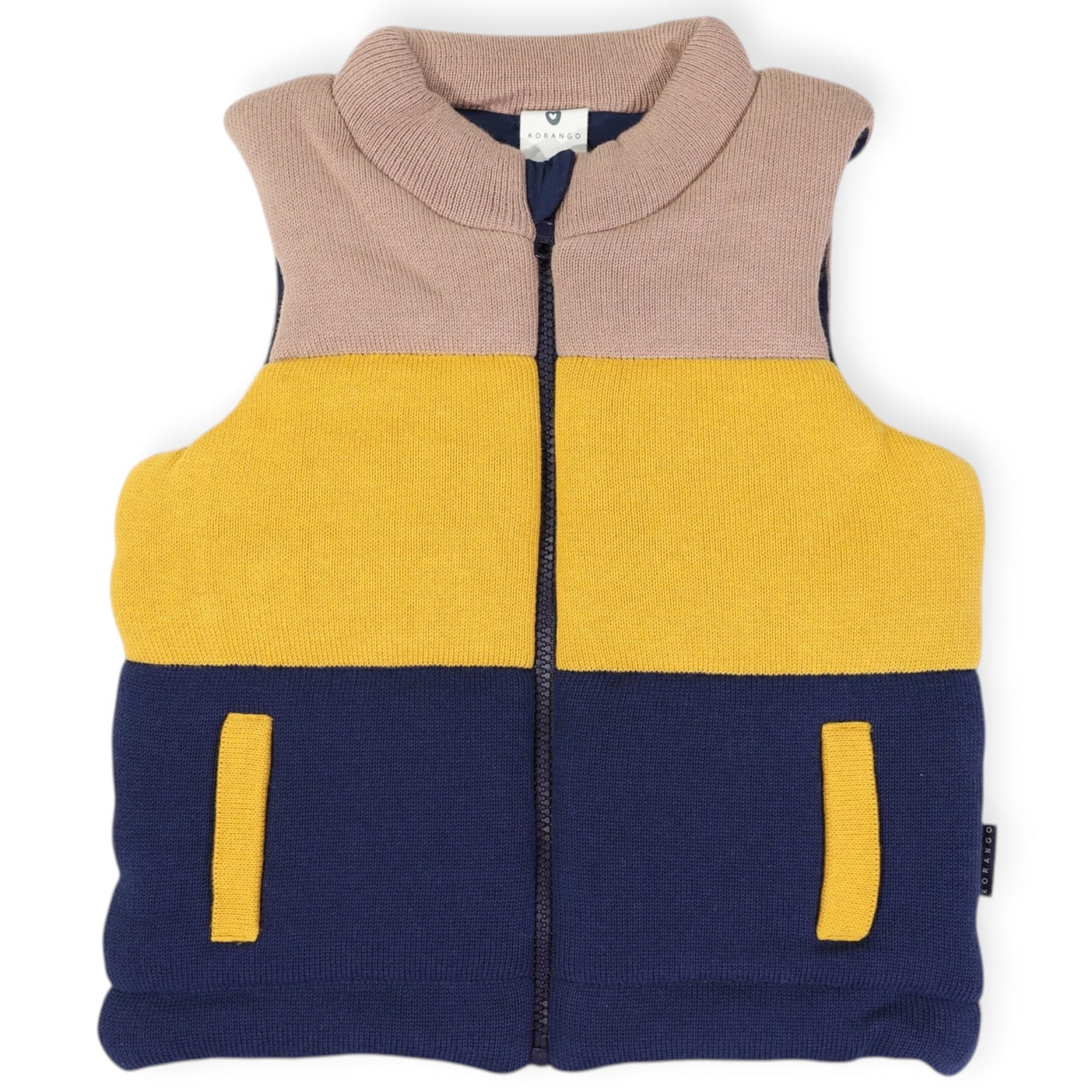Contrast Knit Vest Mustard