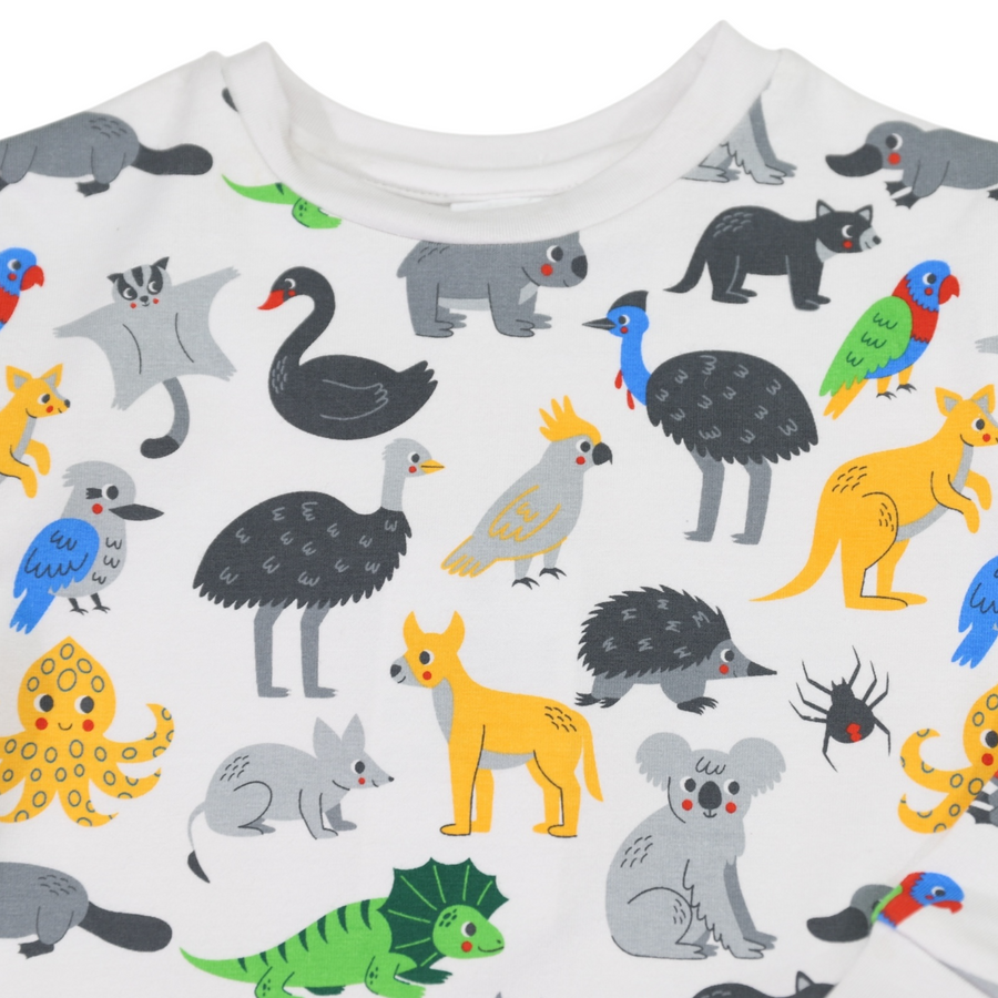 Australian Animals Pyjamas Grey