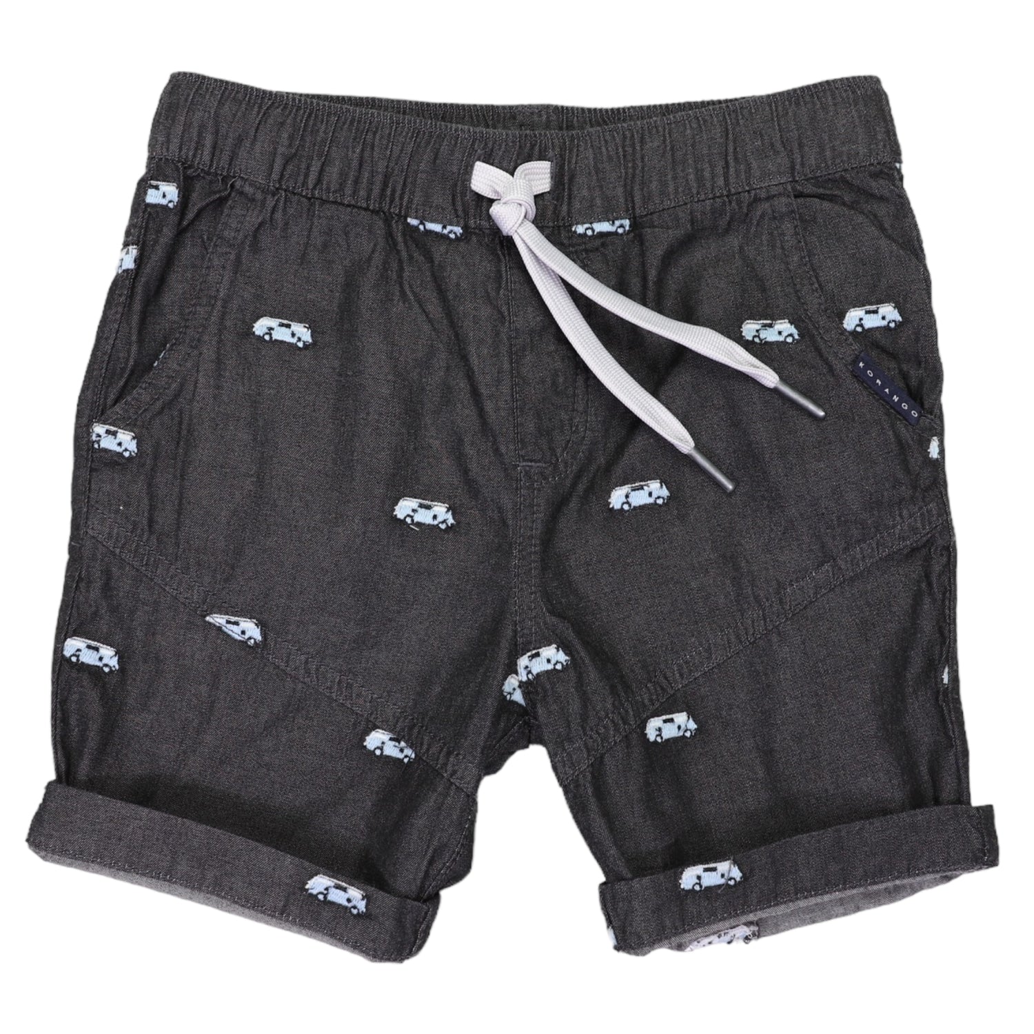 Kombi Van Embroidered Shorts Charcoal