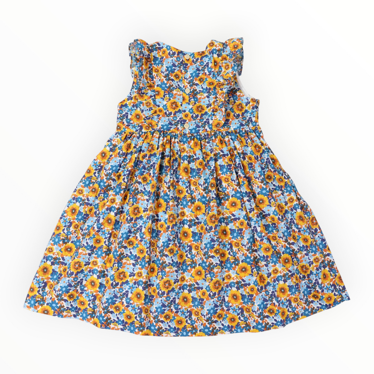 Bold Smocked Floral Dress Blue