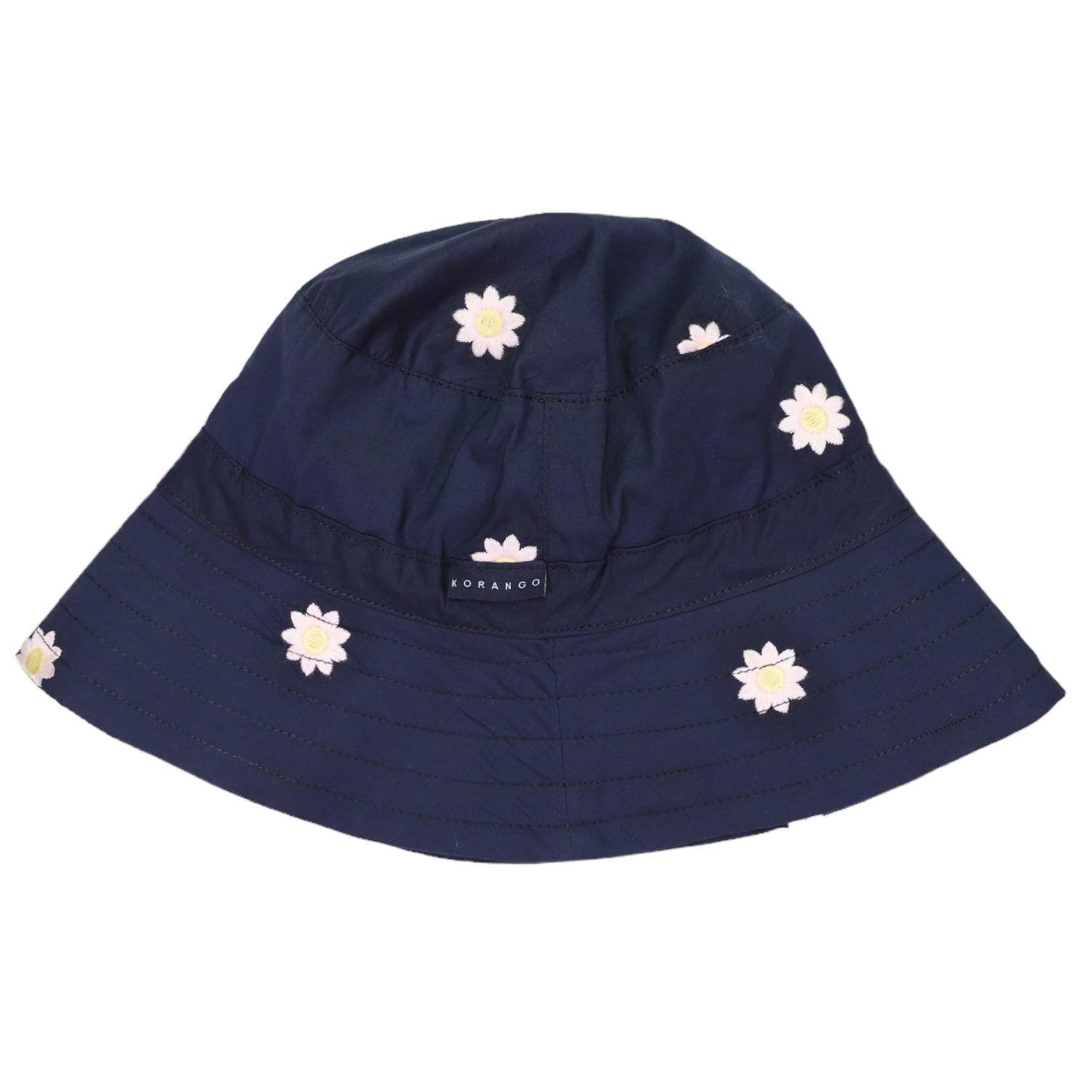 Flower Embroidered Sun Hat Navy