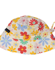 Flower Print Woven Frill Sun Hat Navy