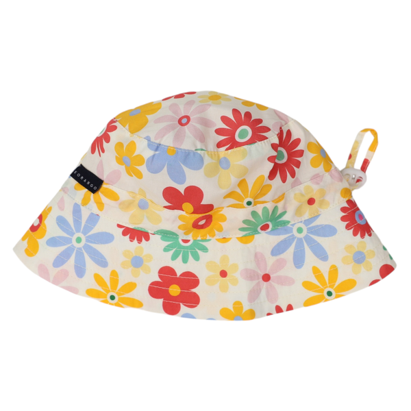 Flower Print Woven Frill Sun Hat Navy