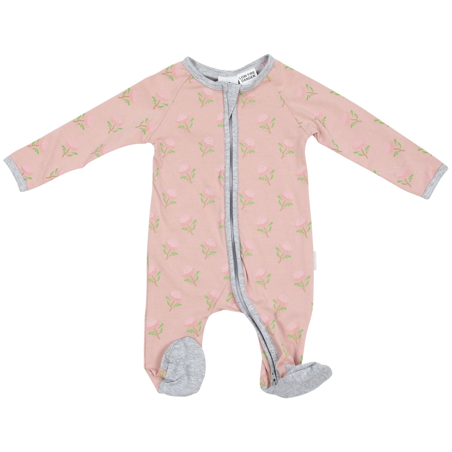 Stretch Cotton Romper with Flower Print Pink