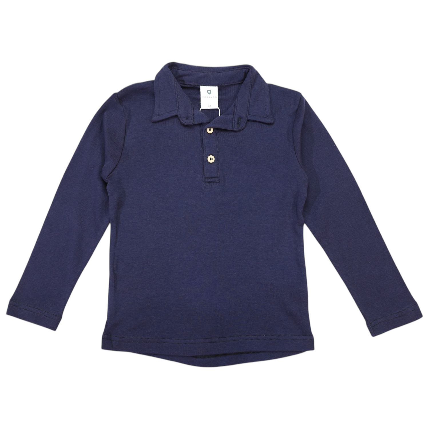 Cotton Modal Long Sleeve Polo Navy