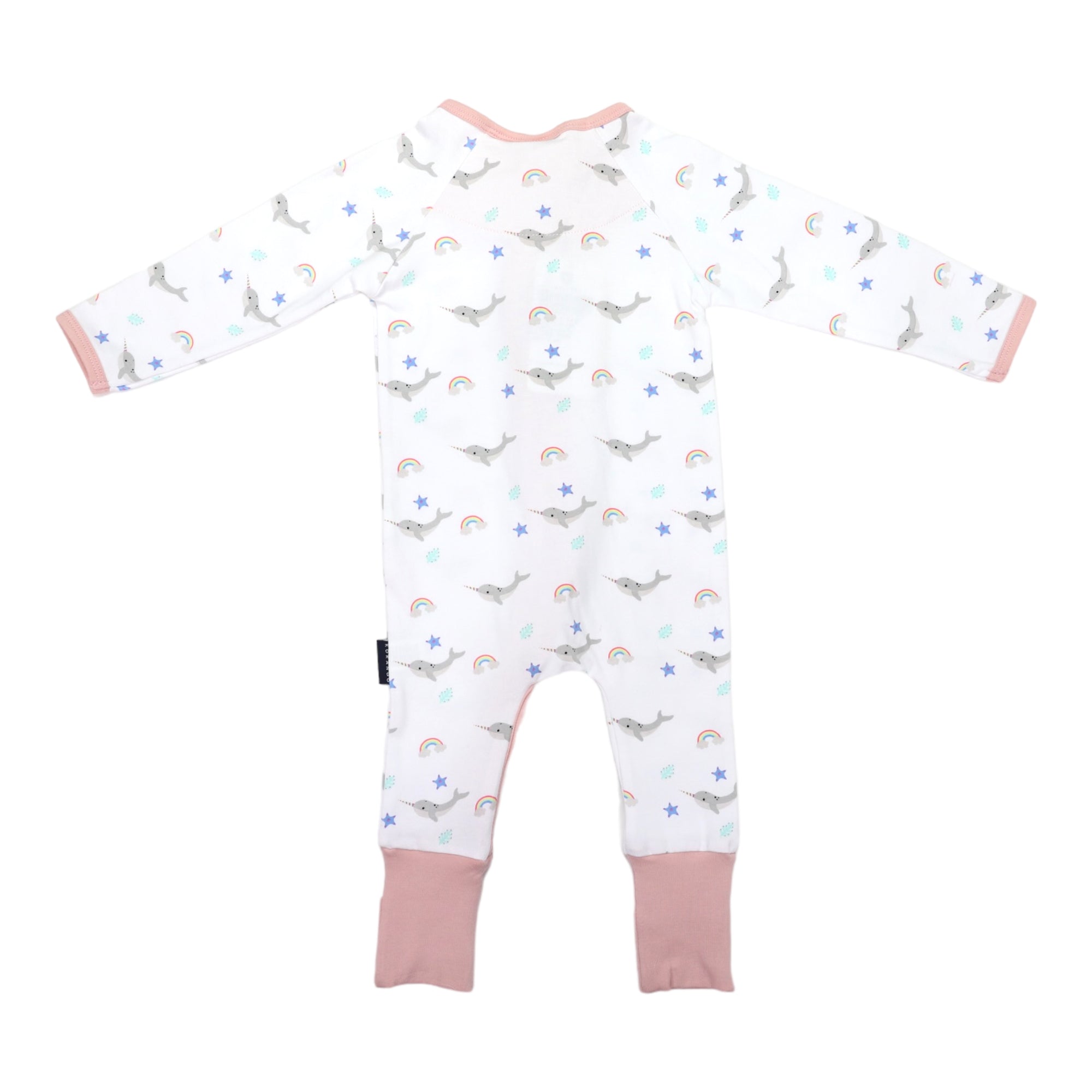 Narwhal Zip Onesie White