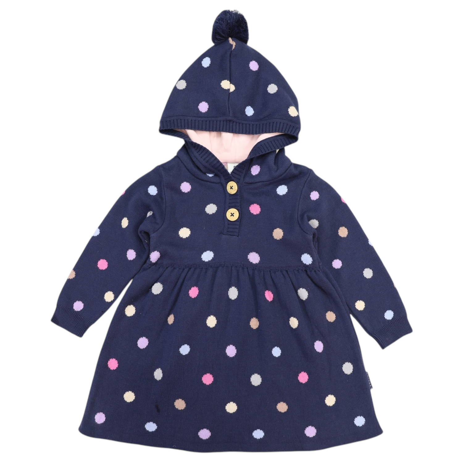 Polkadot Knit Dress Navy