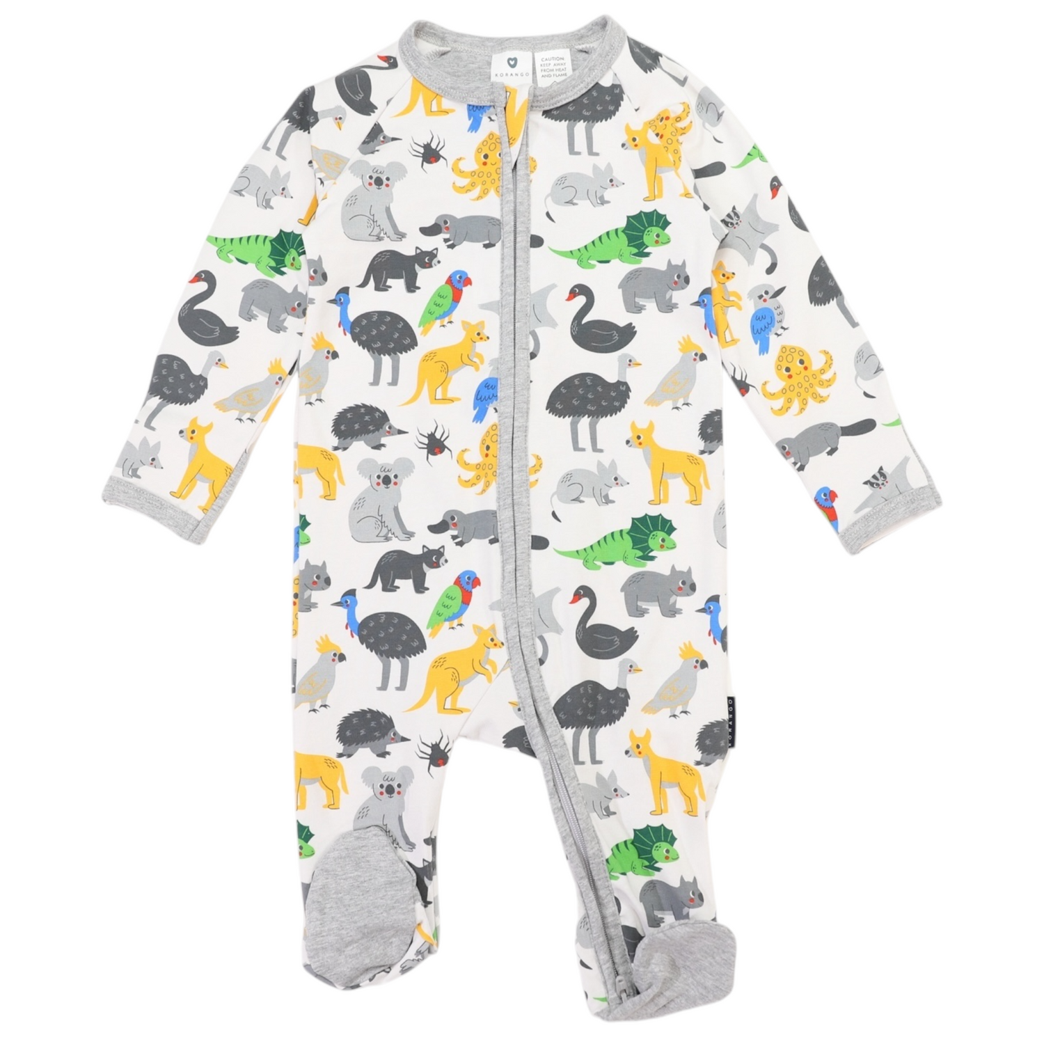 Australian Animal Zip Onesie Grey