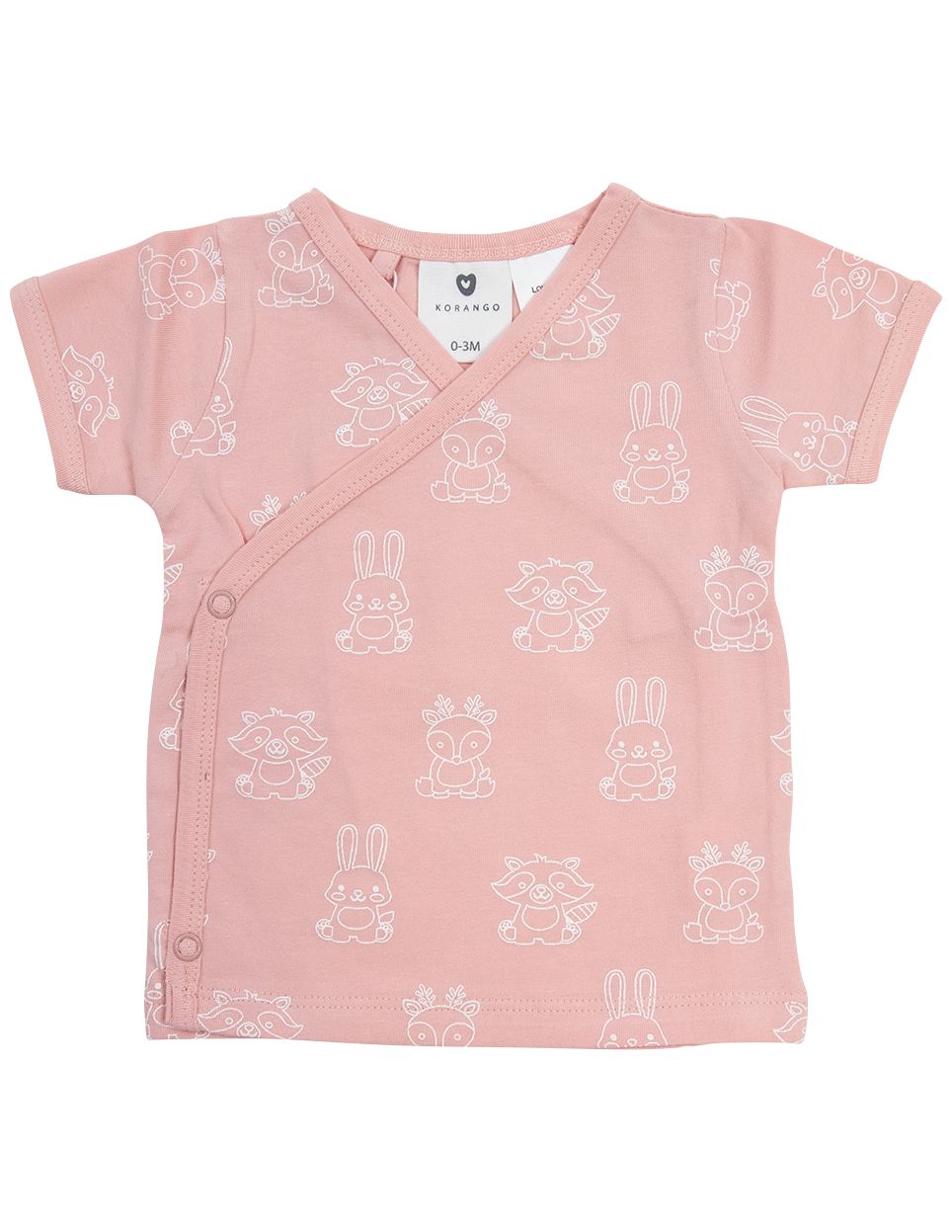 Organic cotton Short Sleeve Top Pink Print