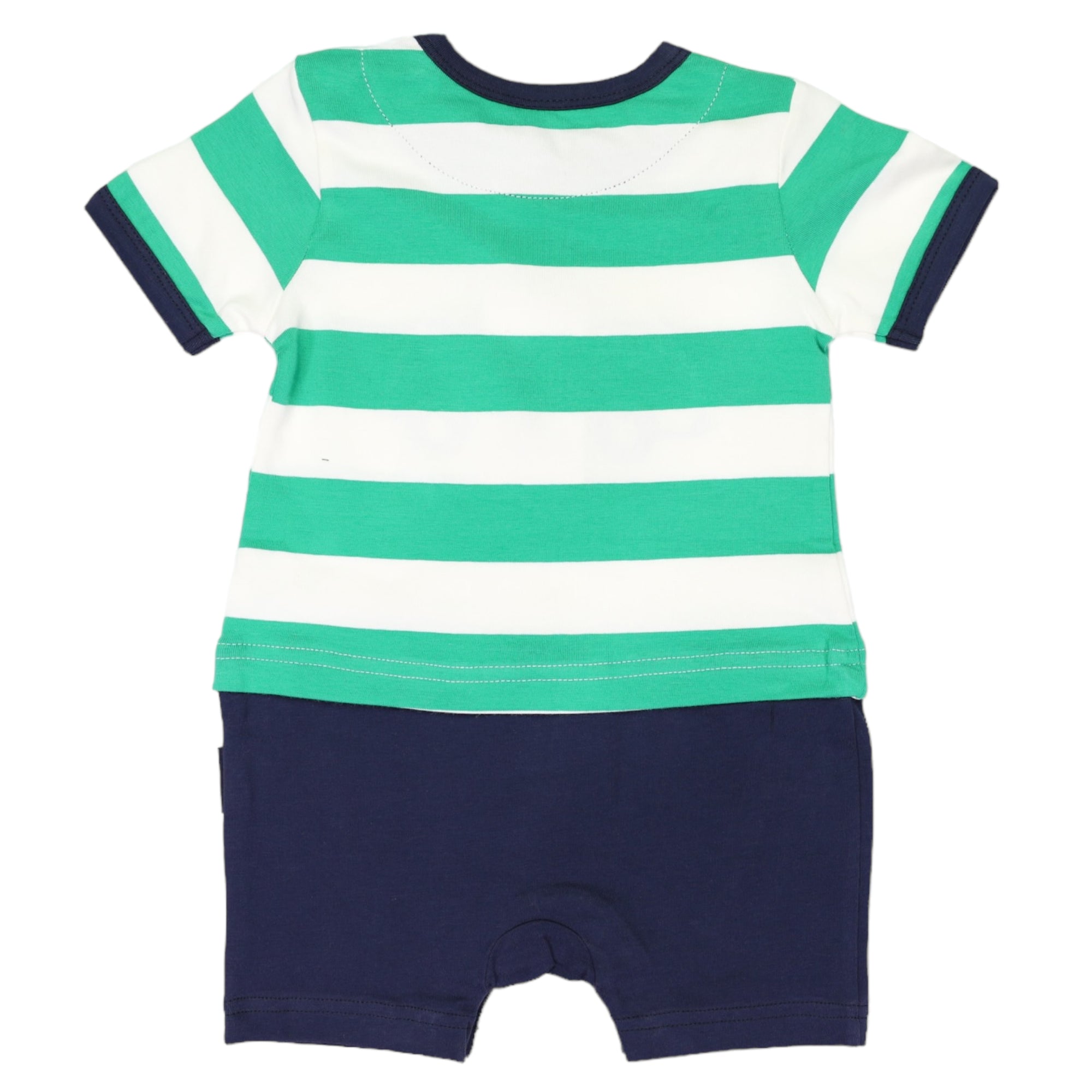 Kombi Van Short Sleeve Romper Green Stripe