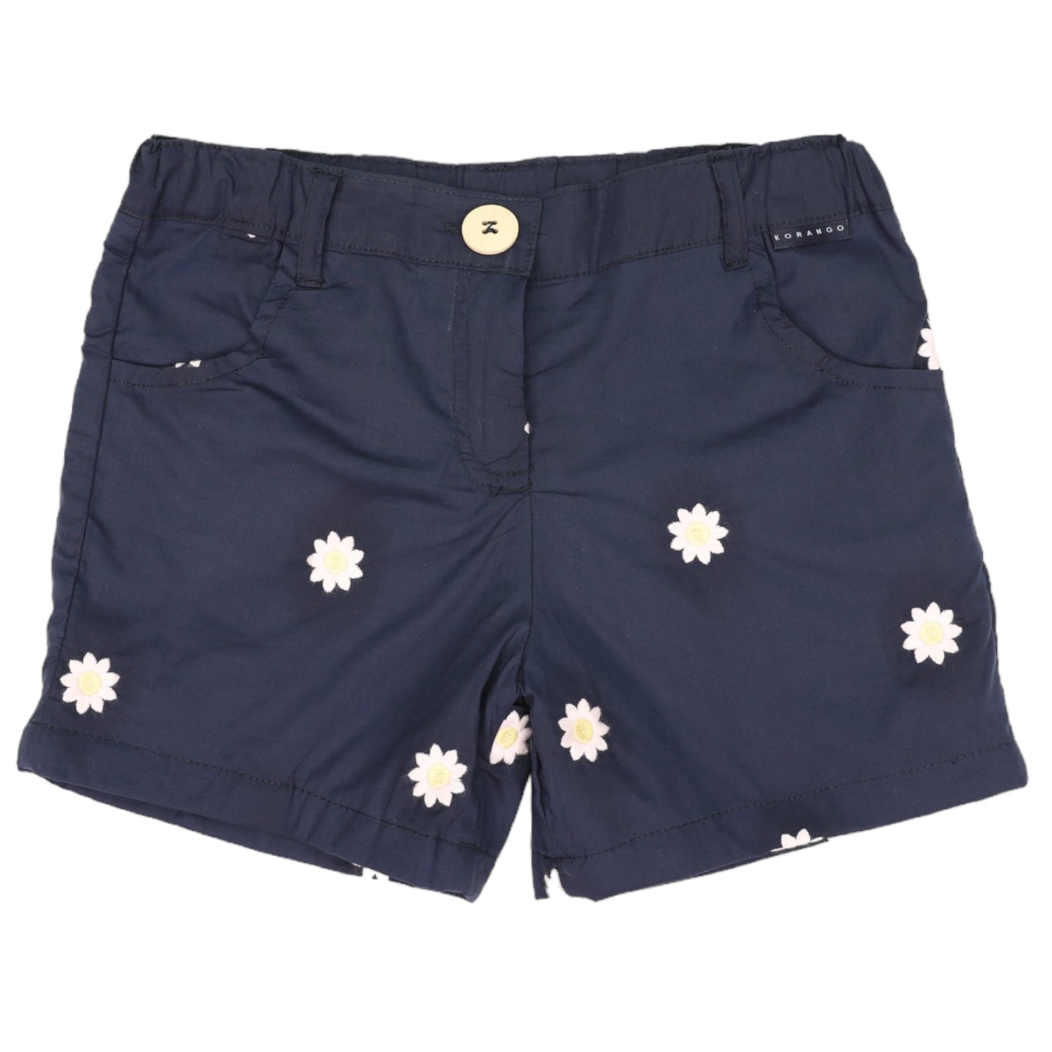 Flower Embroidered Short Navy