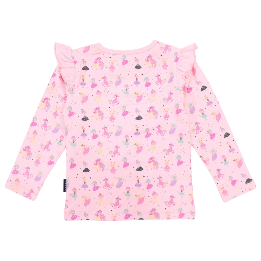 Dancing Unicorn Frill Print Tee Pink