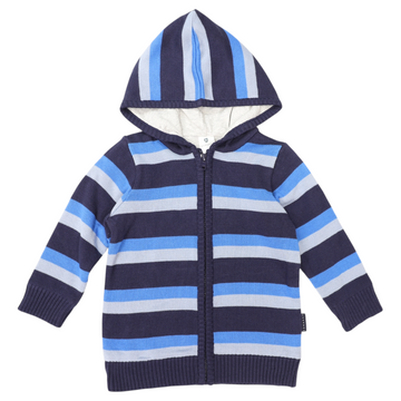 Lined Knit Jacket Blue Stripe