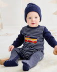 Tram Knit Romper Navy