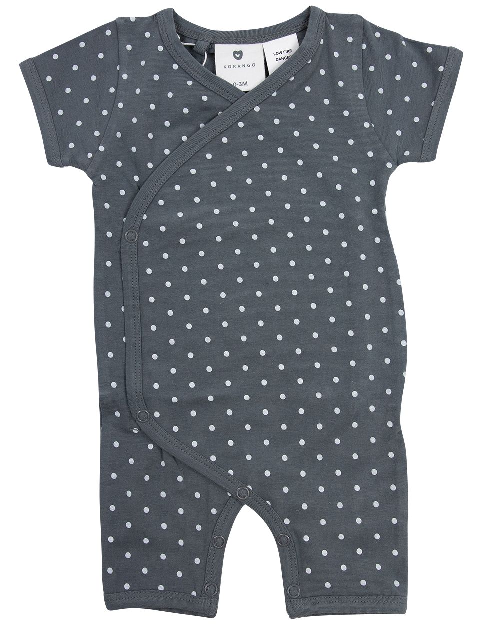 Organic Cotton Short Sleeve Romper Charcoal Spot