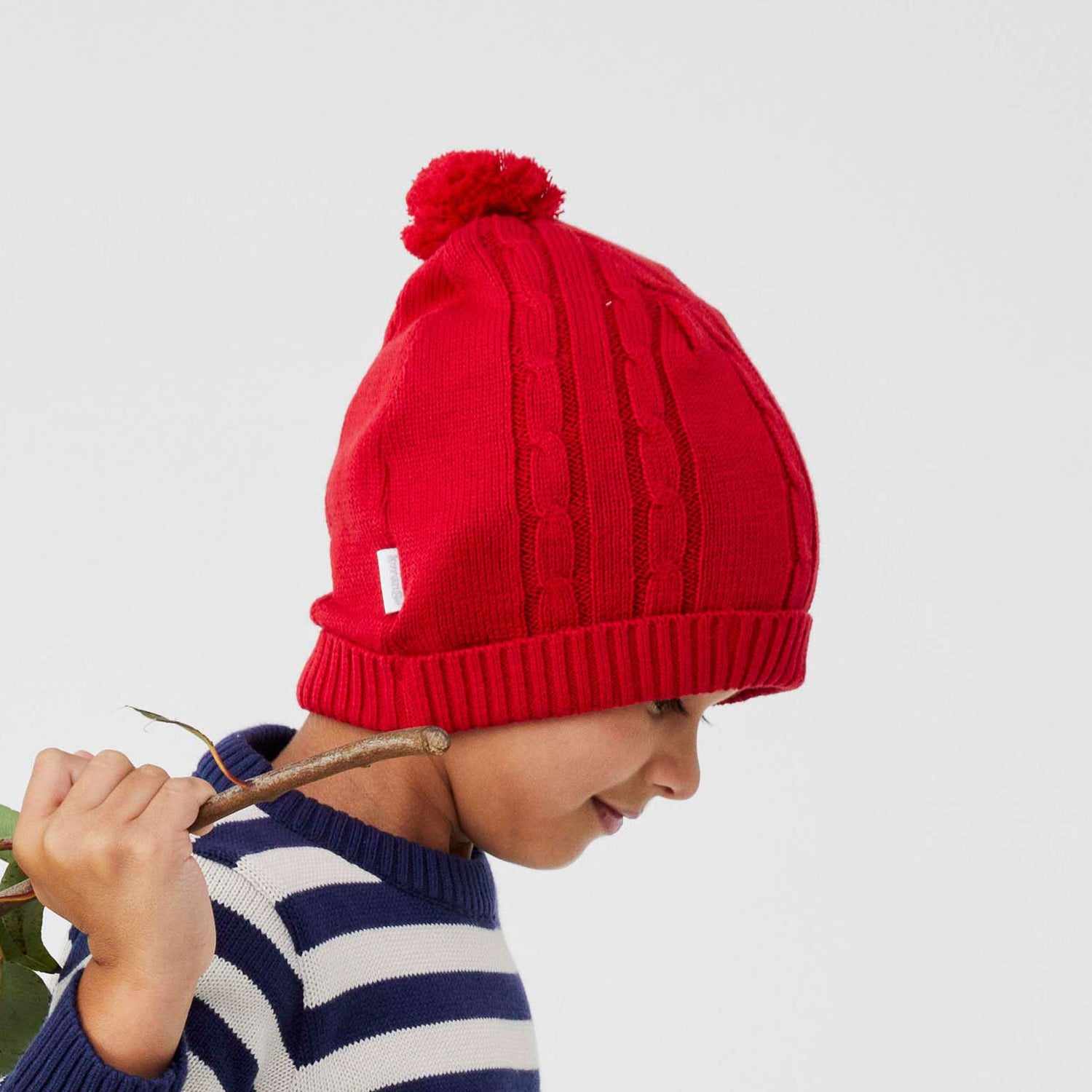 Cable Knitted Beanie Red