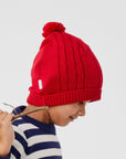 Cable Knitted Beanie Red