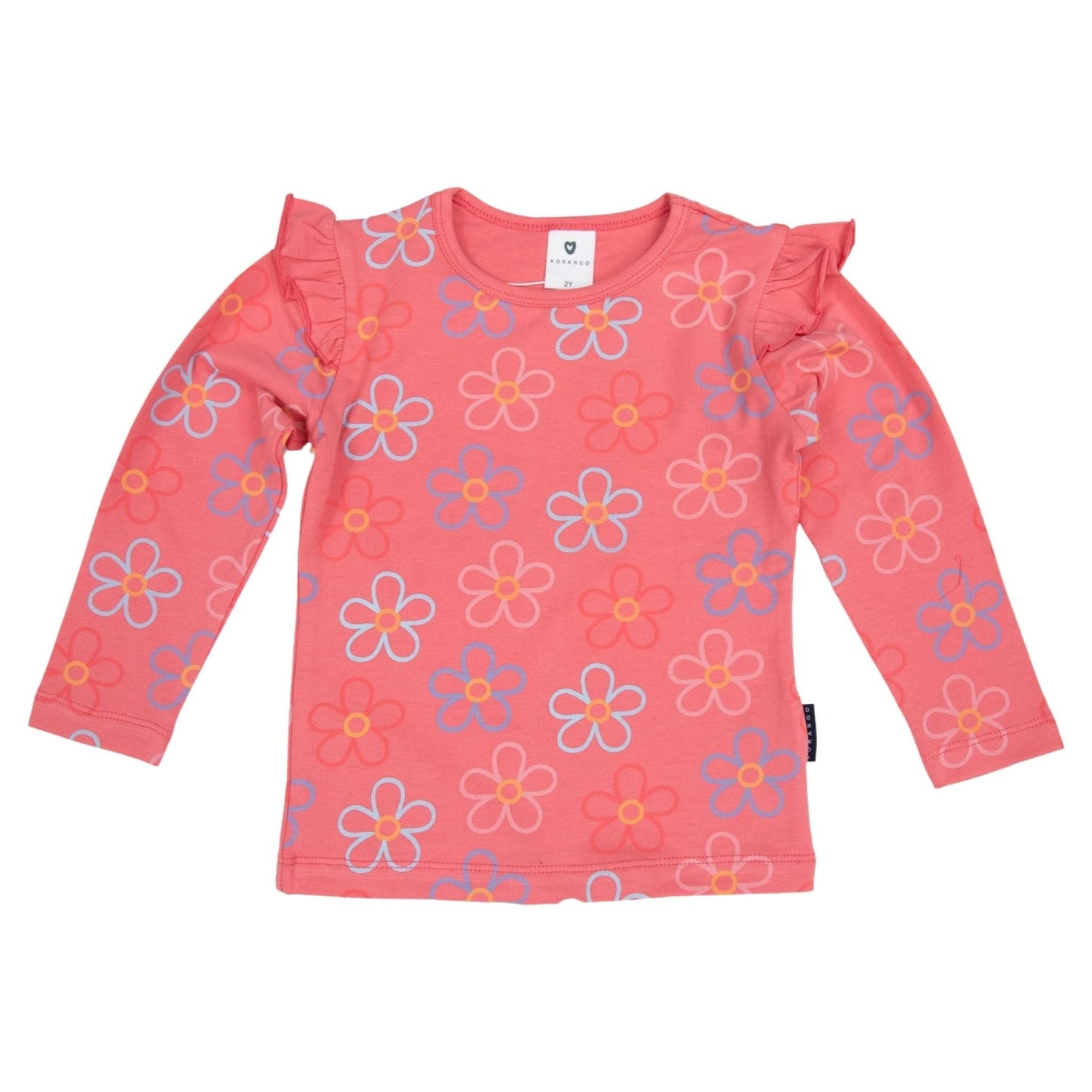 Frill Top with Flower Print Tea Rose
