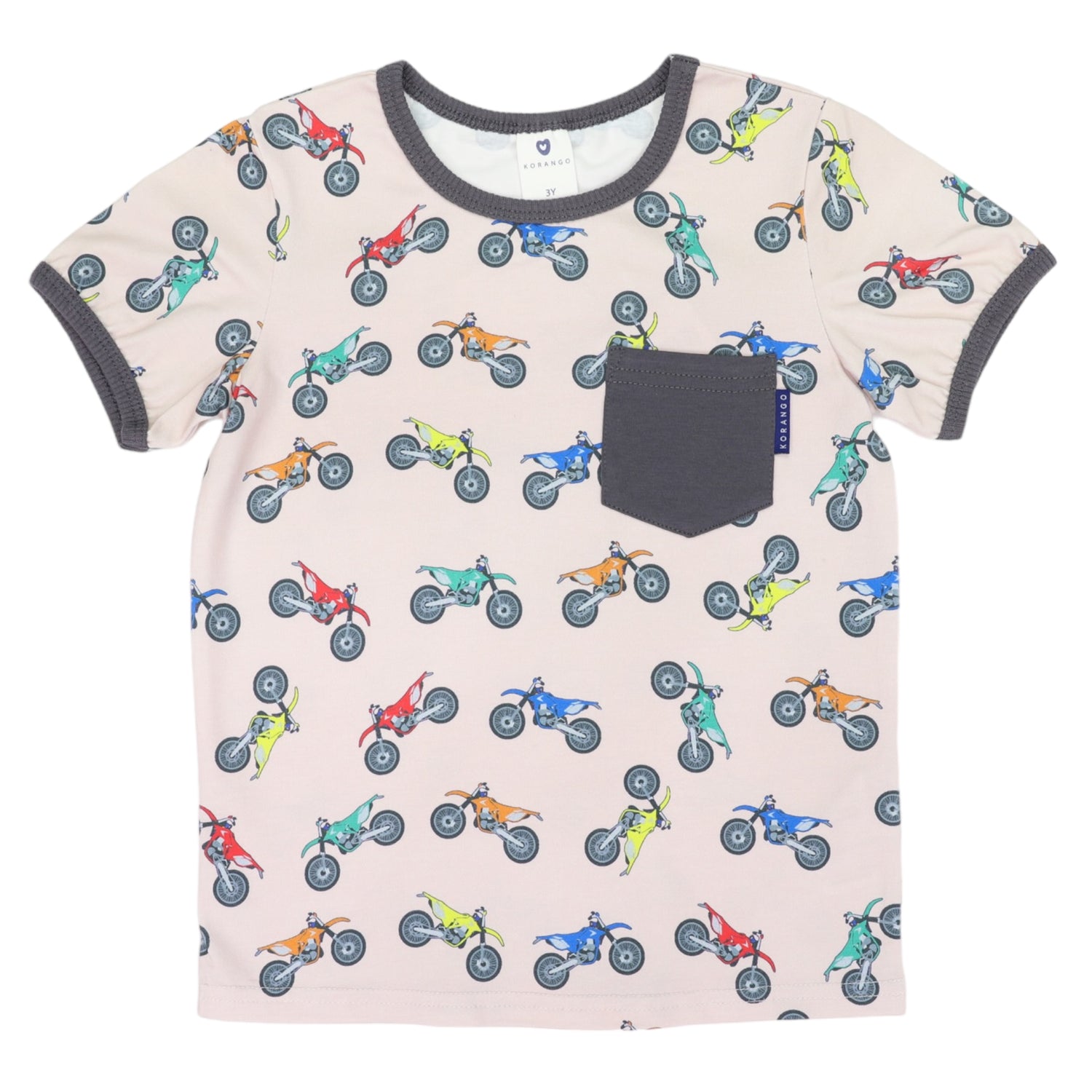 Motor Bike Print Pocket Tee Tapioca