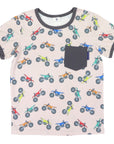 Motor Bike Print Pocket Tee Tapioca