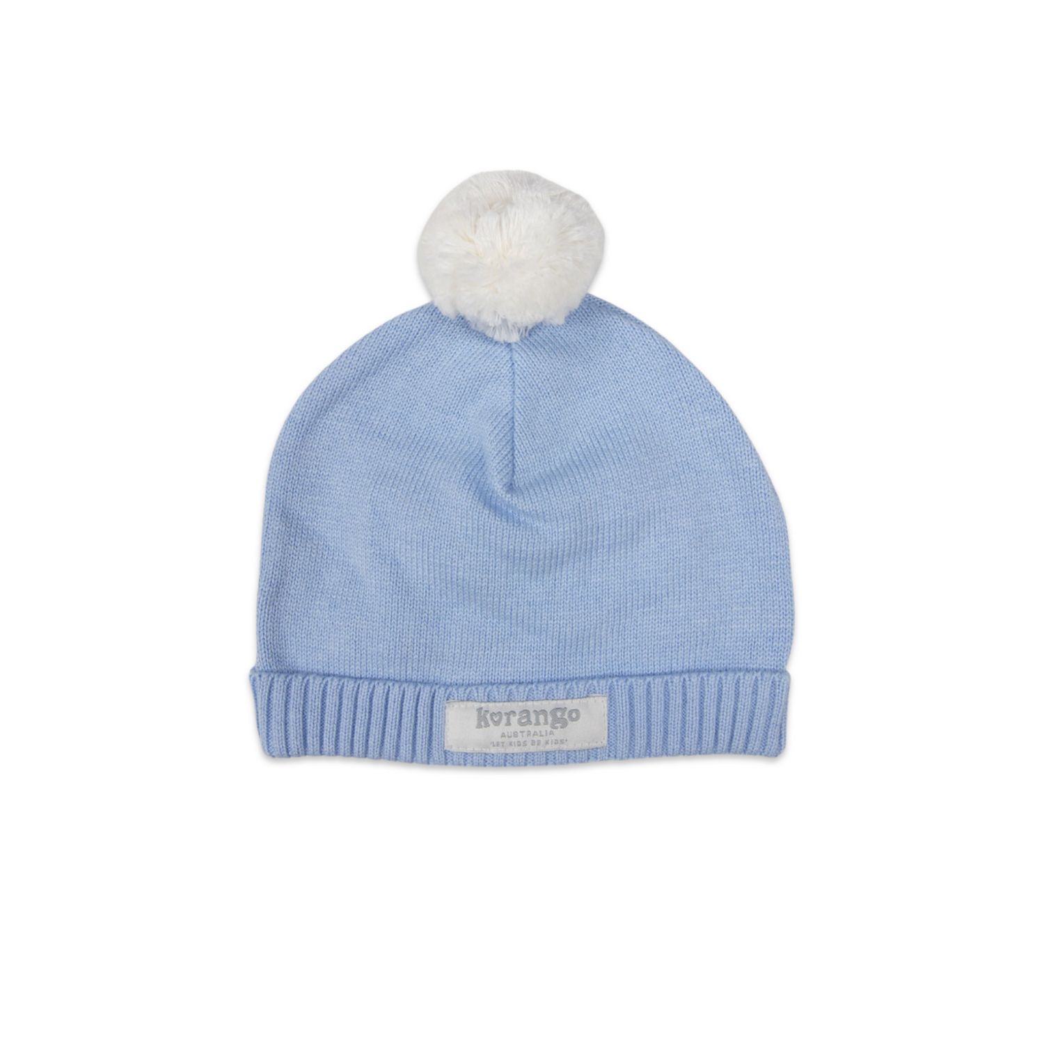 Knit Beanie Blue with White Pom