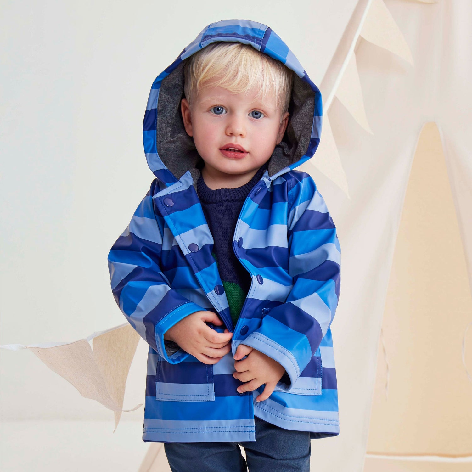 Striped Raincoat Navy