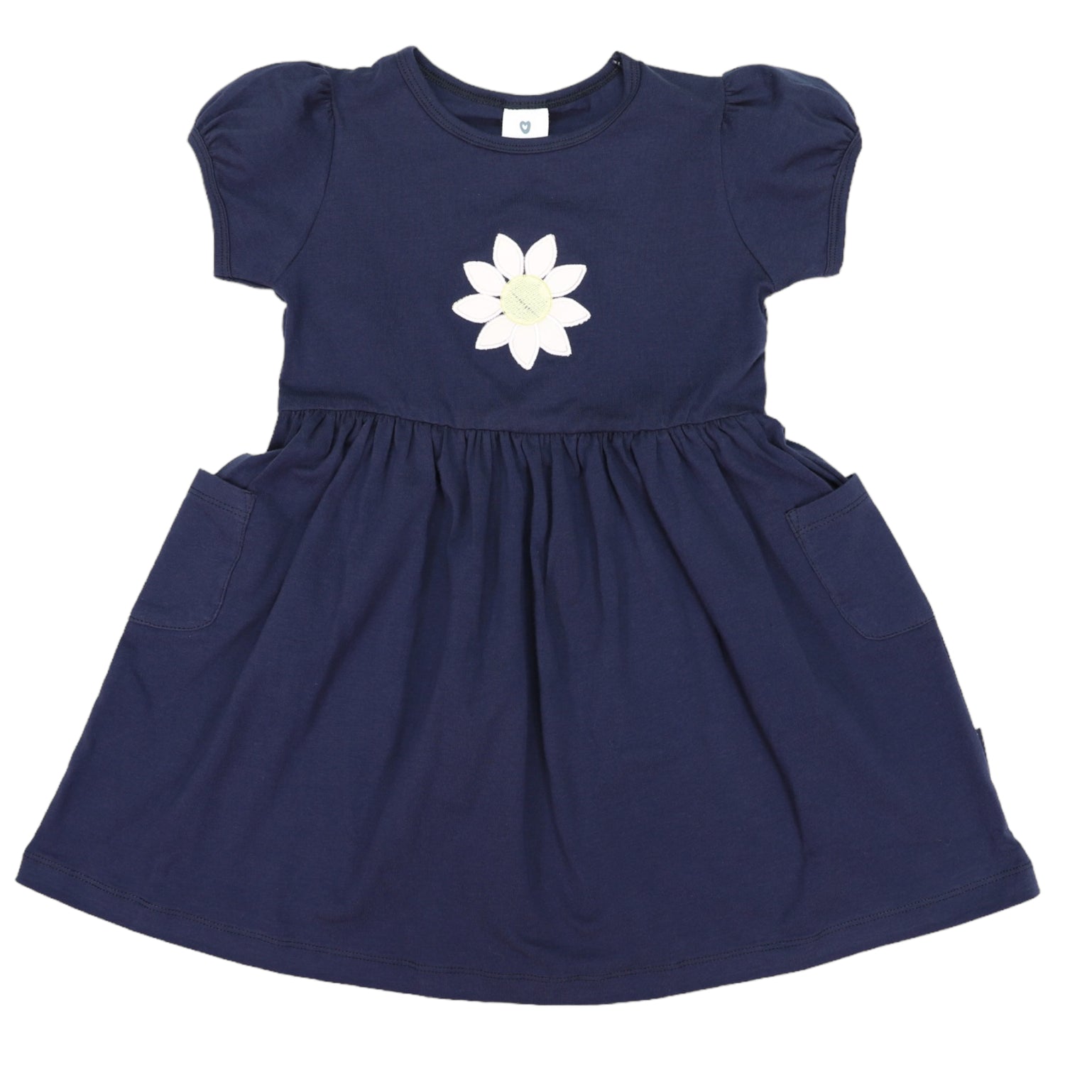 Flower Cotton Dress Navy