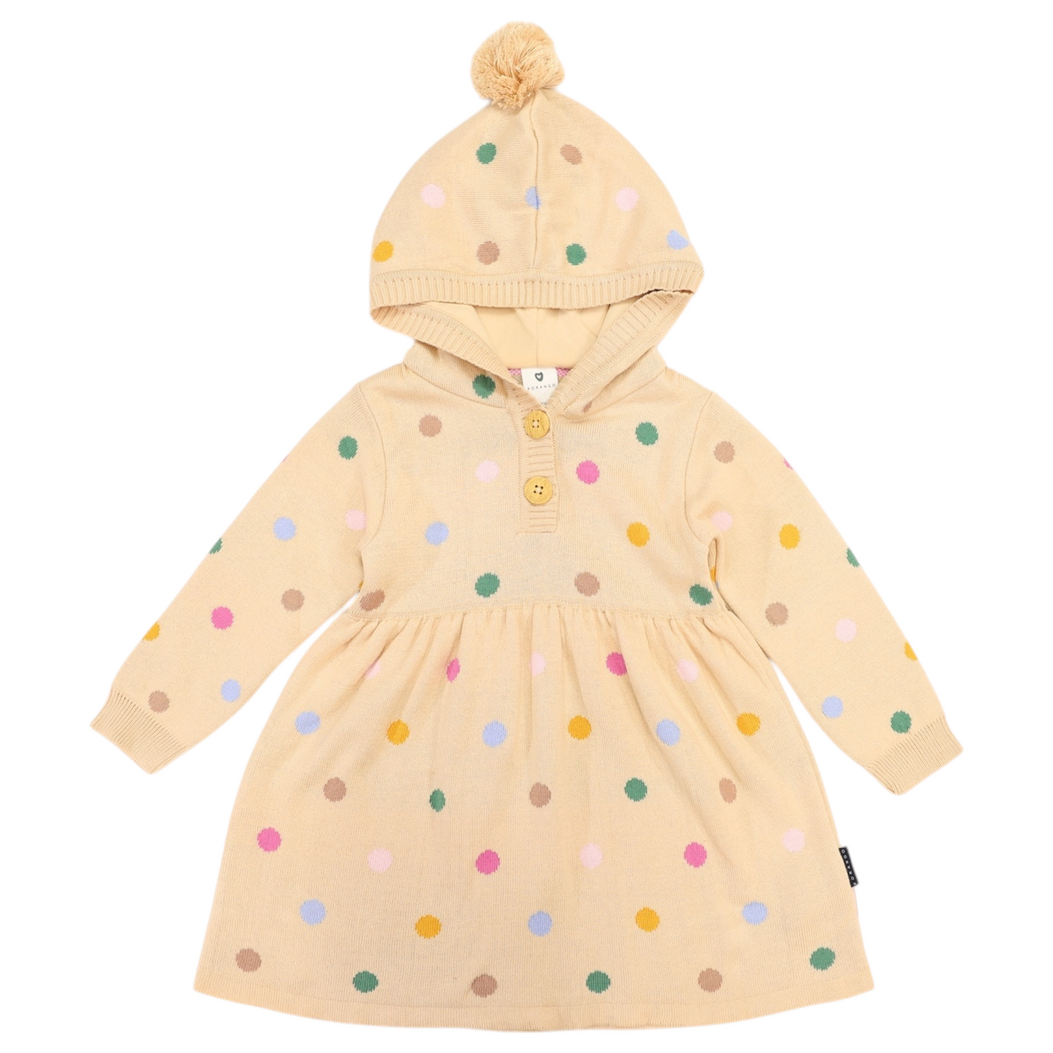 Polkadot Knit Dress Beige