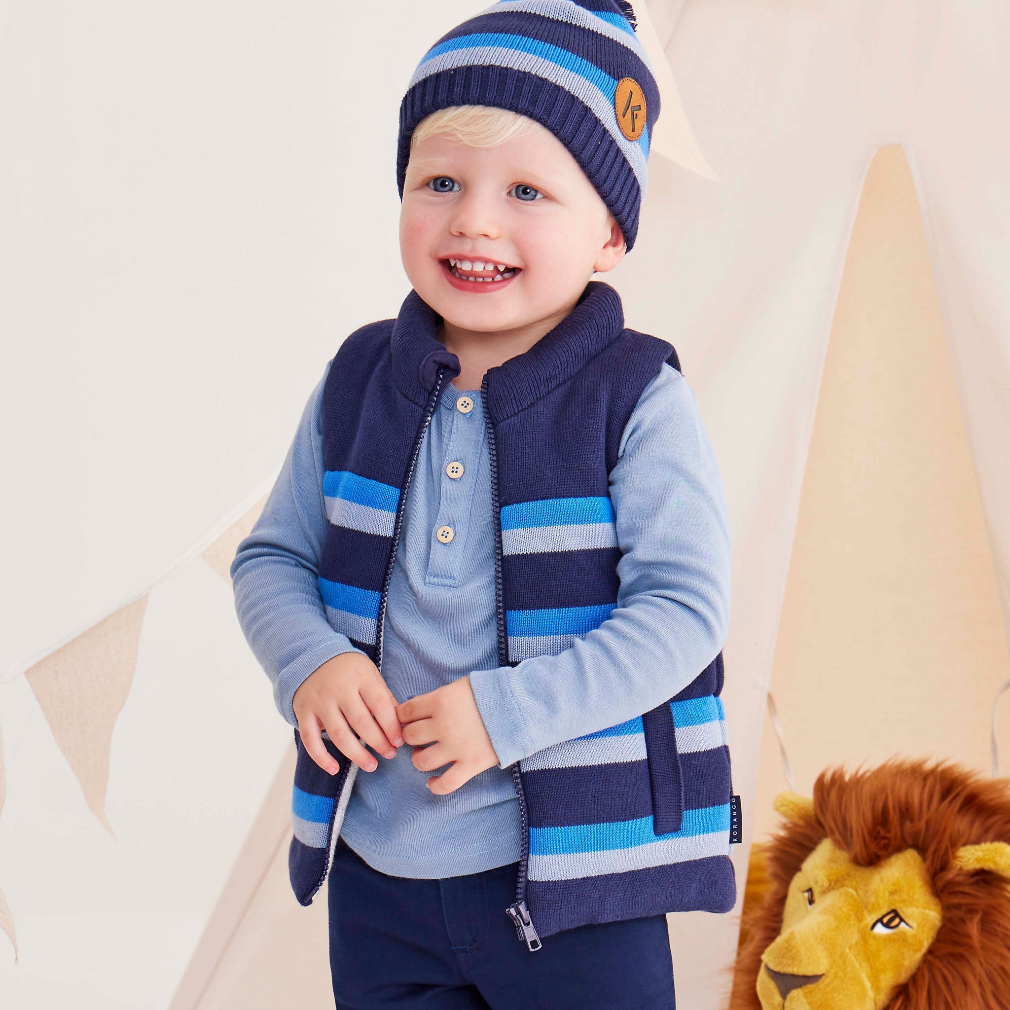 Cotton Modal Henley Top Blue – Korango