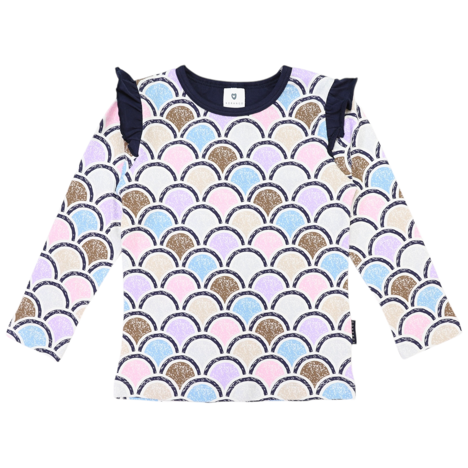 Arch Frill Print Tee Blue