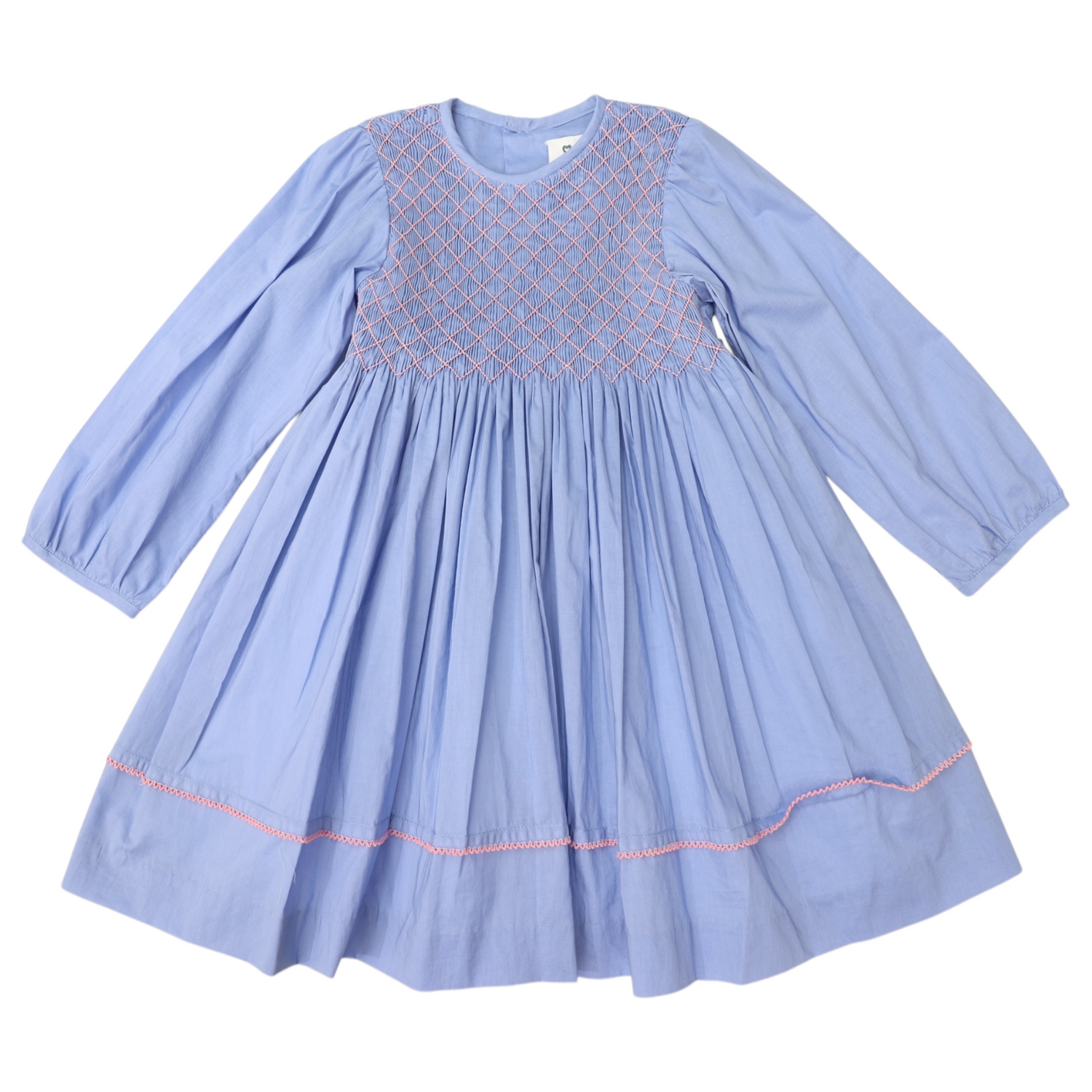Long Sleeve Smocked Dress Blue Heron
