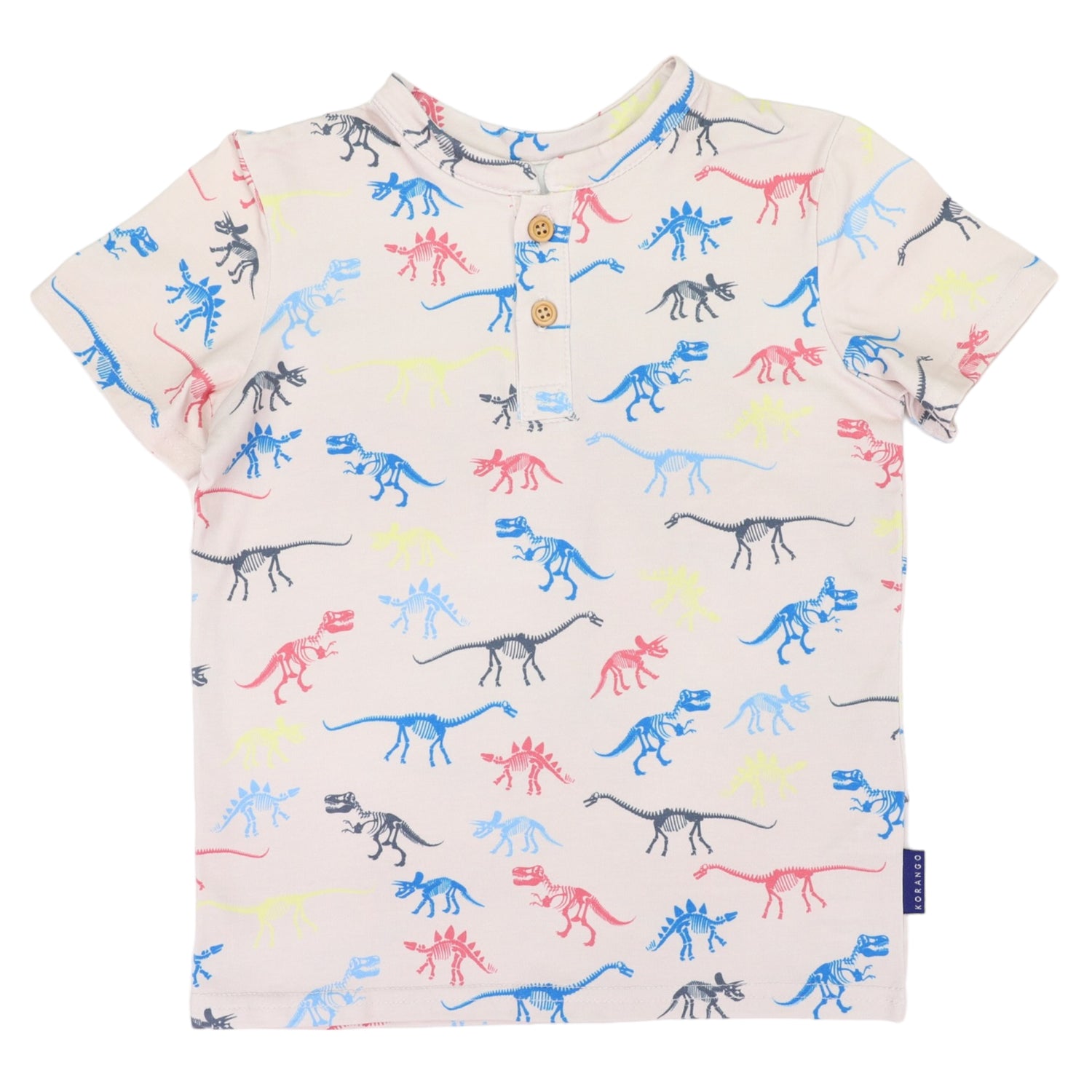 Dinosaur Fossil Henley Tee Tapioca