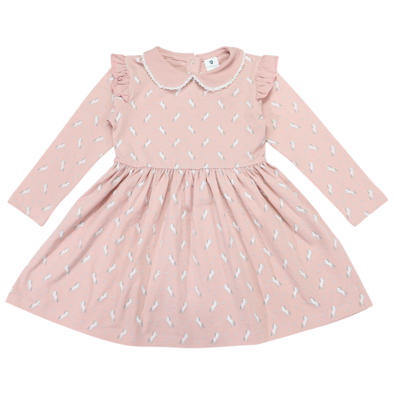 Unicorn Print Cotton Dress Dusty Pink