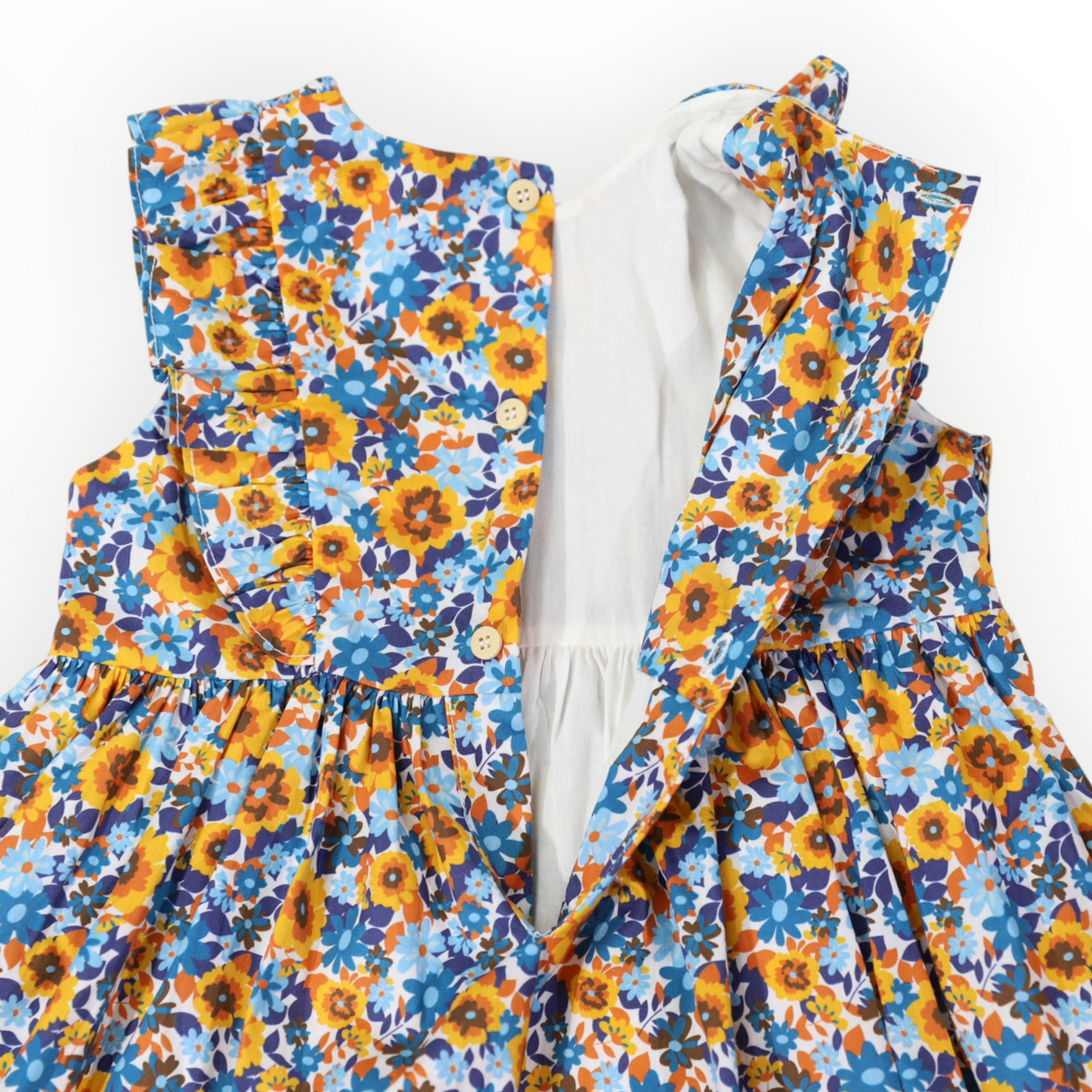 Bold Smocked Floral Dress Blue