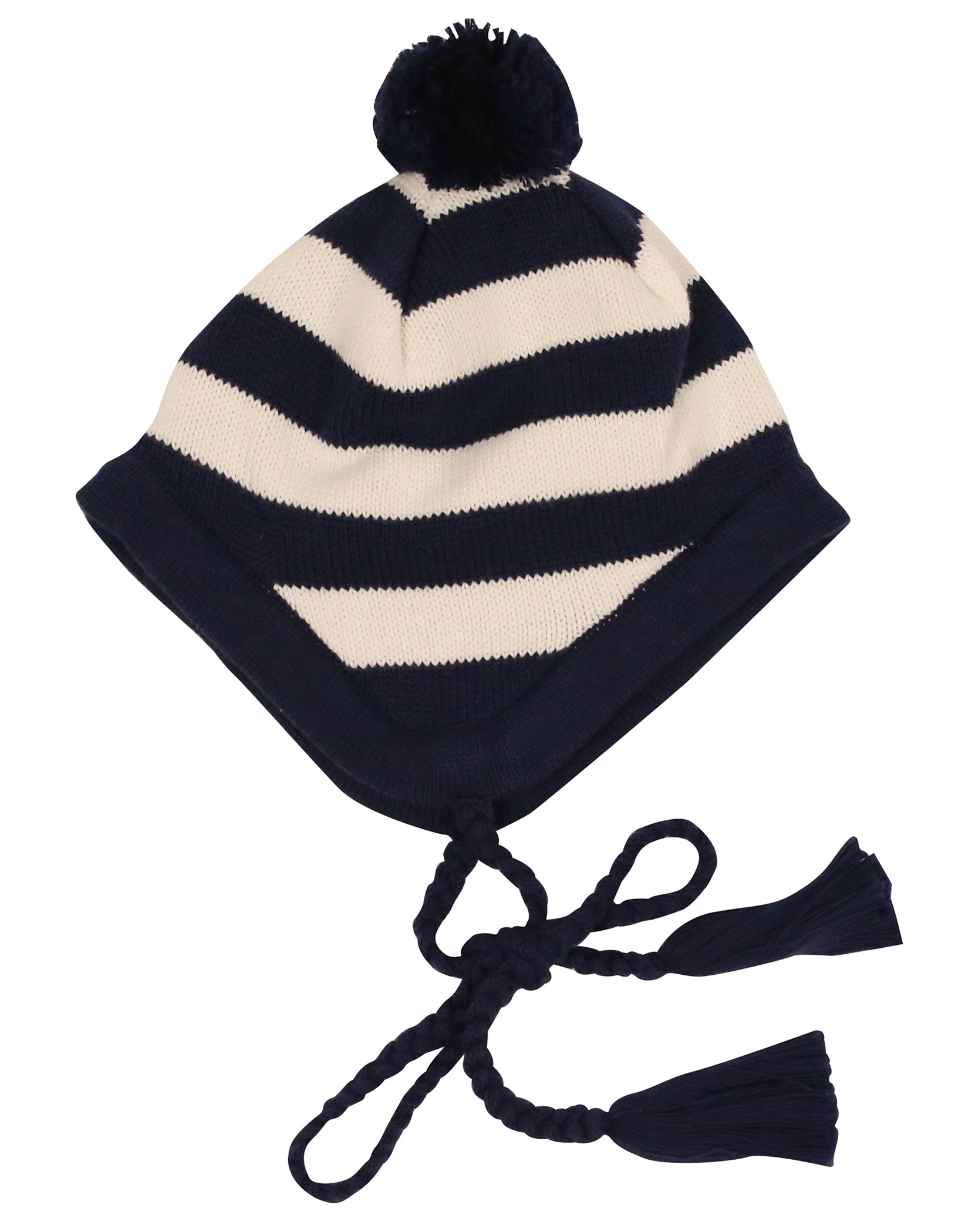 Lined Knit Beanie White Stripe