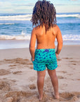 Shark Print Quick Dry Recycled 4 Way Stretch Boardies Green