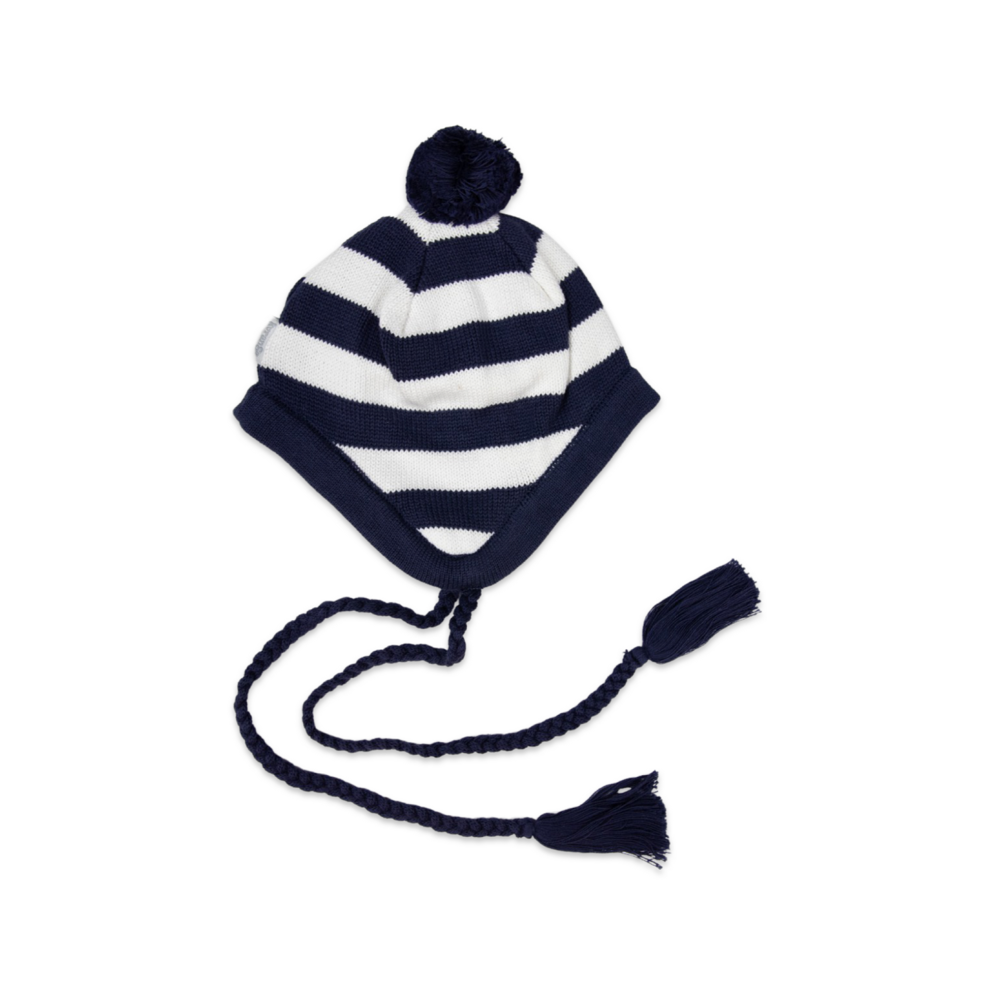 Lined Knit Beanie White Stripe