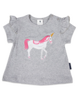 Swing Top with Unicorn Print Grey