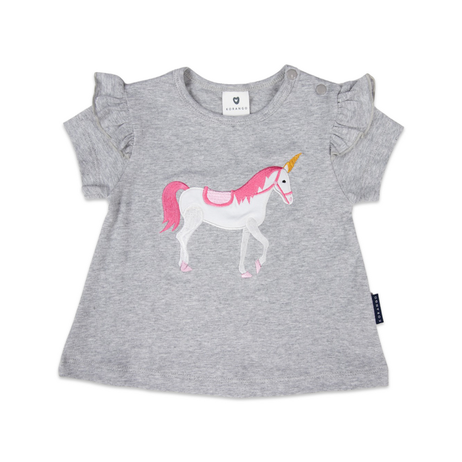 Swing Top with Unicorn Print Grey